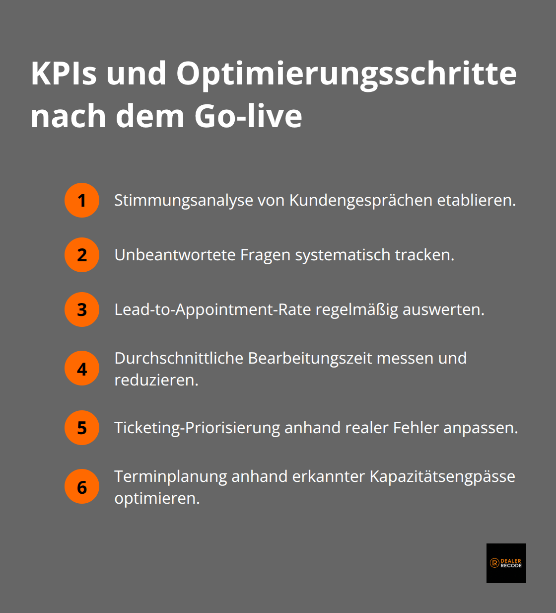 Kompakte Liste wichtiger Kennzahlen und Verbesserungen für den Service - automatisierung von kundenanfragen im service