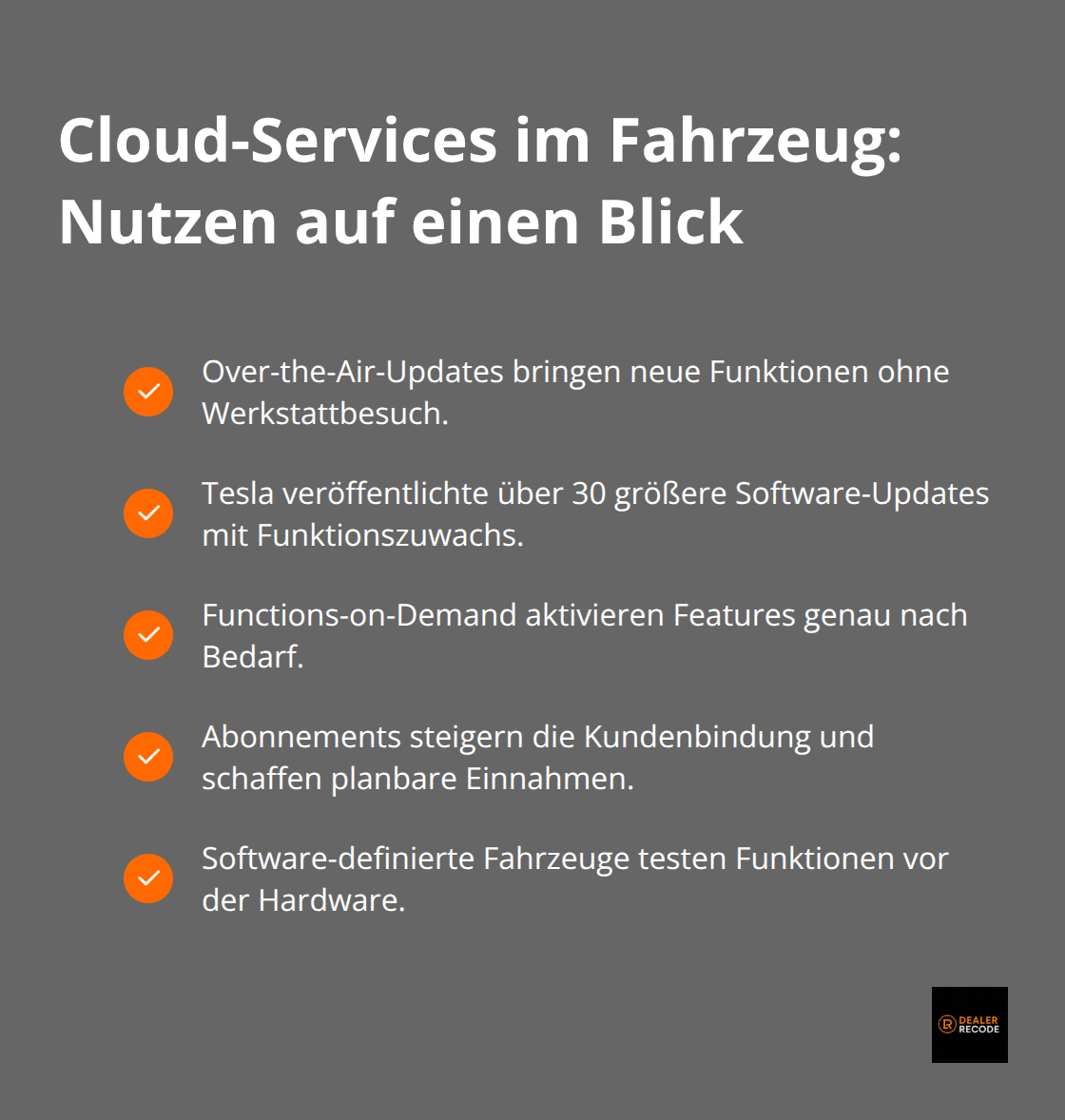 Checkliste der wichtigsten Vorteile von Cloud-Services und OTA-Updates im Auto - automotive software