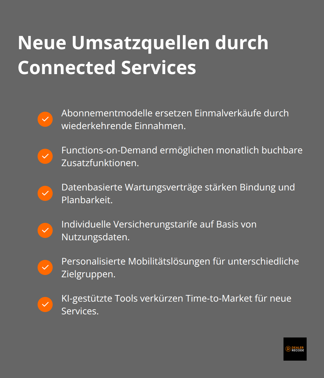 Checkliste der wichtigsten Service-Modelle im Connected-Car-Geschäft