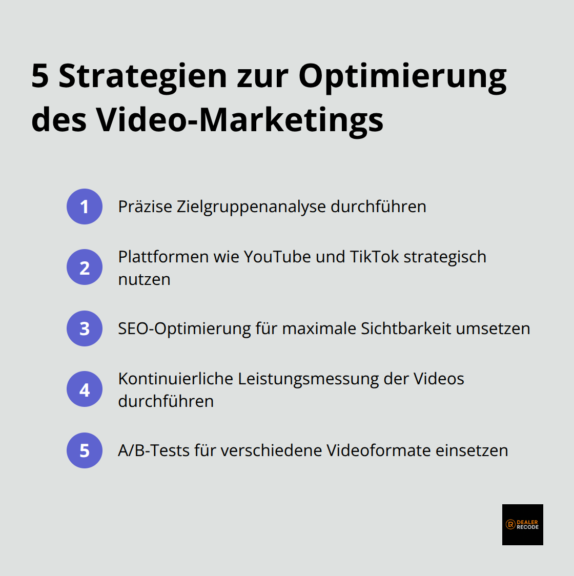 Liste mit 5 Strategien zur Optimierung des Video-Marketings für Autohändler - automotive video marketing