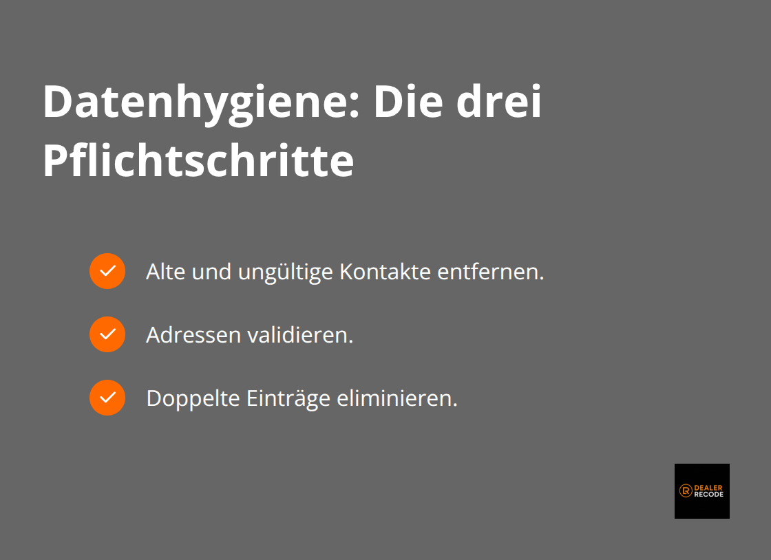 Checkliste mit drei zentralen Datenhygiene-Schritten für Segmentierung