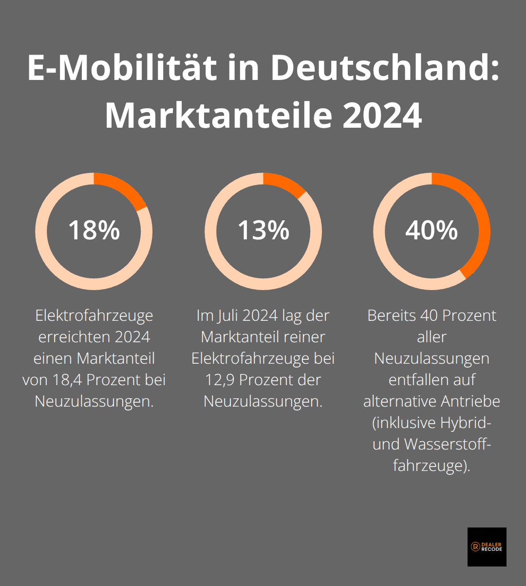 Visualisierung zentraler E-Mobilitäts-Marktanteile in Deutschland 2024 - e-mobilität ladeinfrastruktur