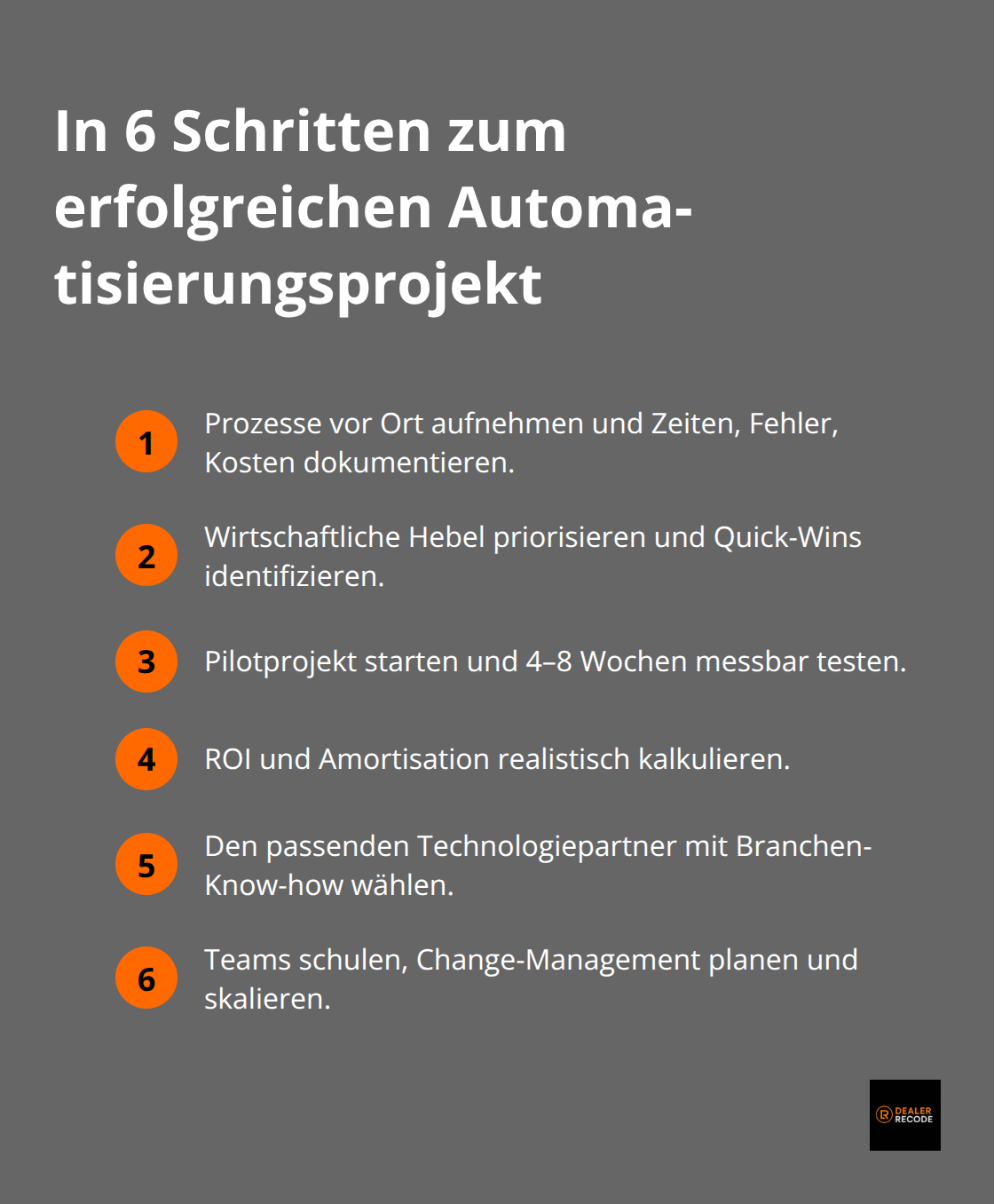 Kompakte Schritt-für-Schritt-Übersicht für den Projektstart - industrie automatisierung